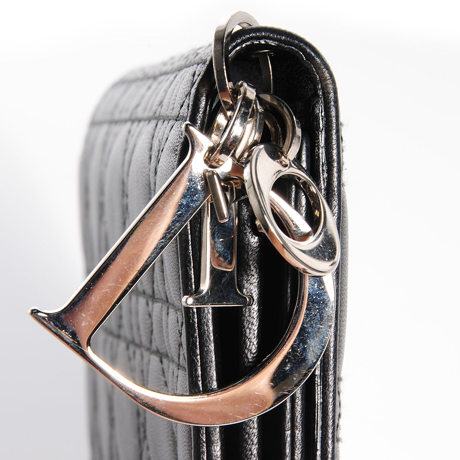 Christian Dior Lambskin Cannage Lady Dior Charm Wallet Black 7 of 7