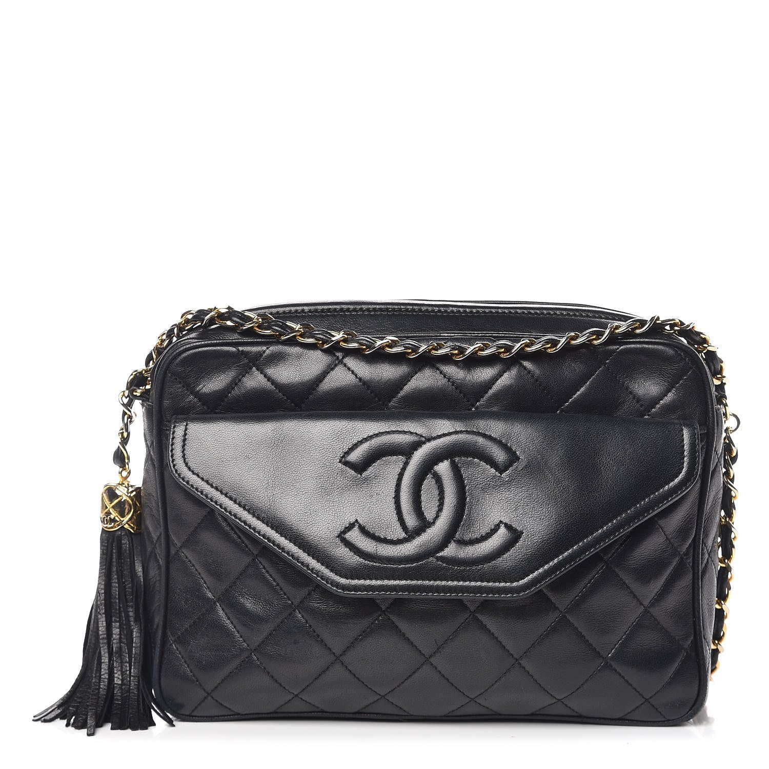 Chanel Lambskin Quilted Tassel Camera Case Black 1 of 10