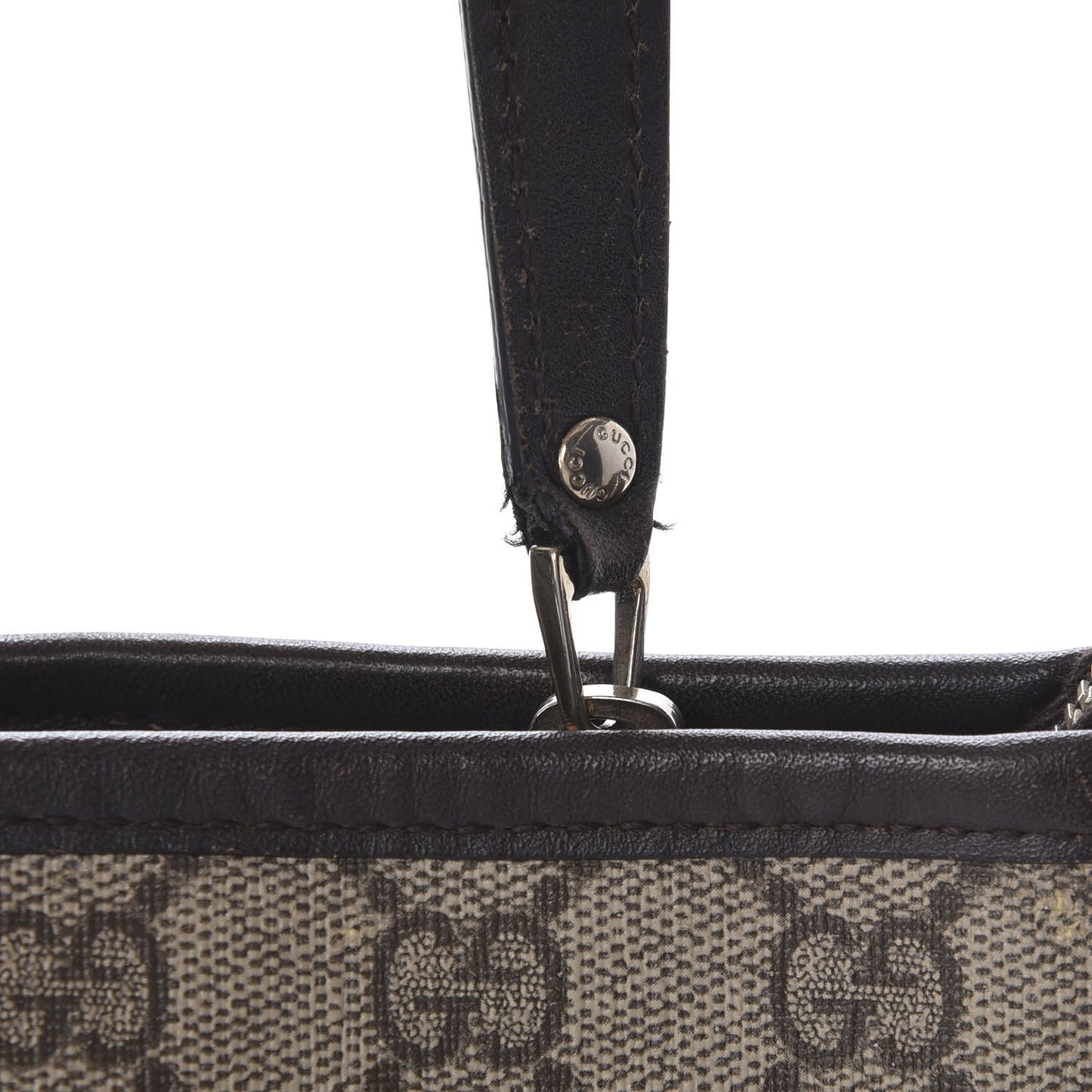 GG Supreme Monogram Medium Zippered Tote Dark Brown