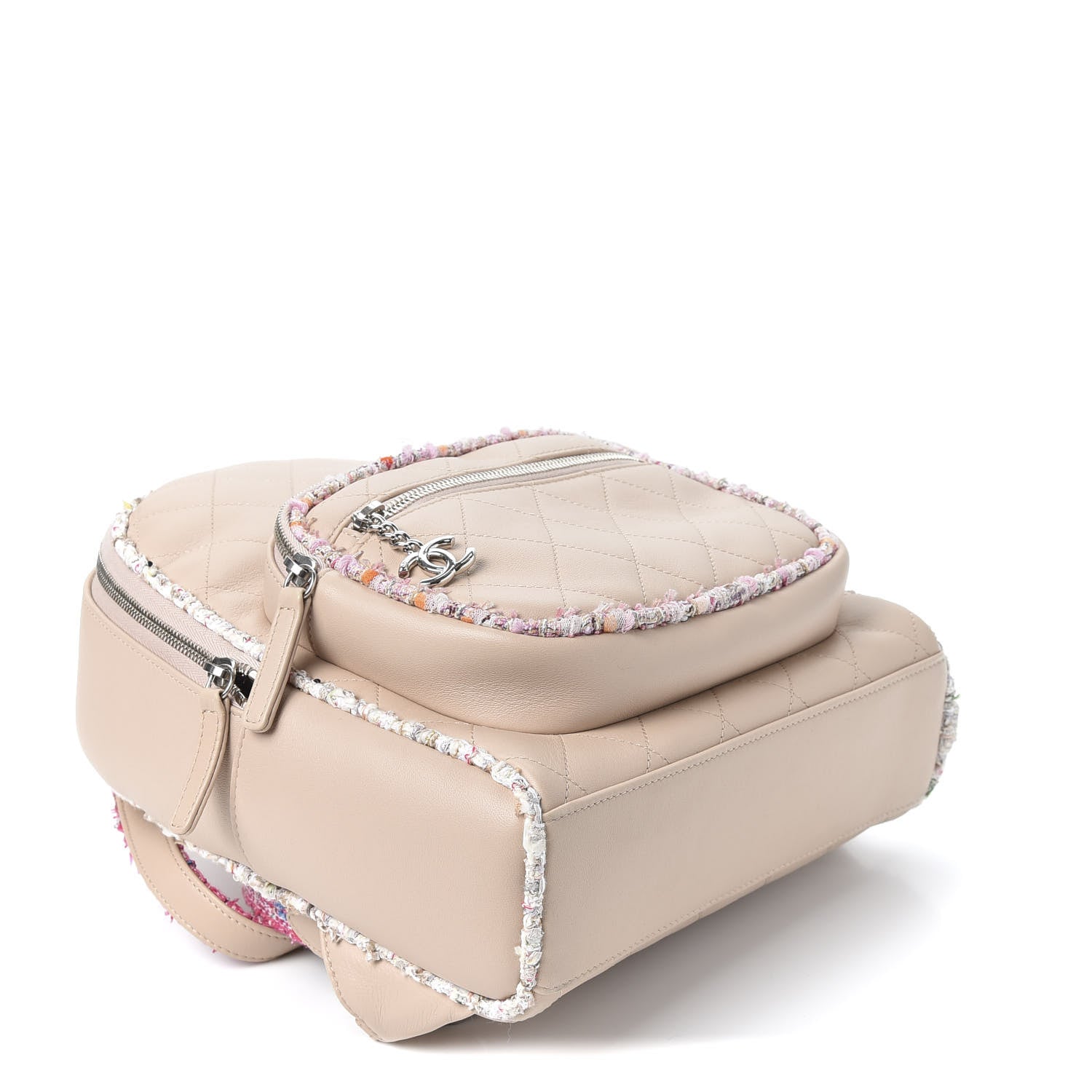 Chanel Lambskin Tweed Quilted Elegant Trim Backpack Pink 3 of 9