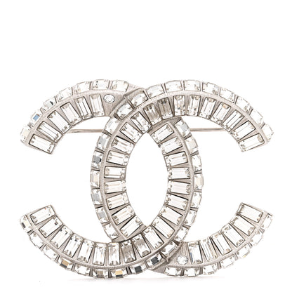 Chanel Baguette Crystal CC Brooch Silver 1 of 3