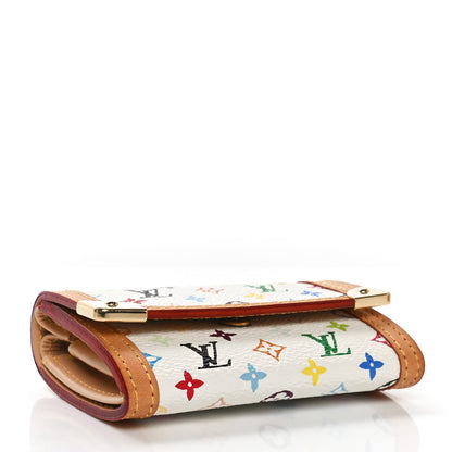 Louis Vuitton Monogram Multicolor Porte-Monnaie Plat Coin Purse White 4 of 7