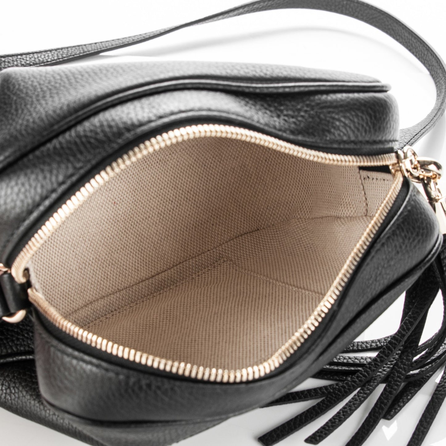 Pebbled Calfskin Small Soho Disco Bag Black