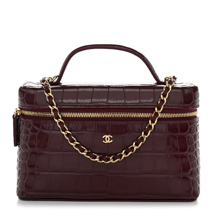 Chanel Calfskin Crocodile Embossed Crococo Exoticoco Vanity With Chain Dark Burgundy 1 of 10