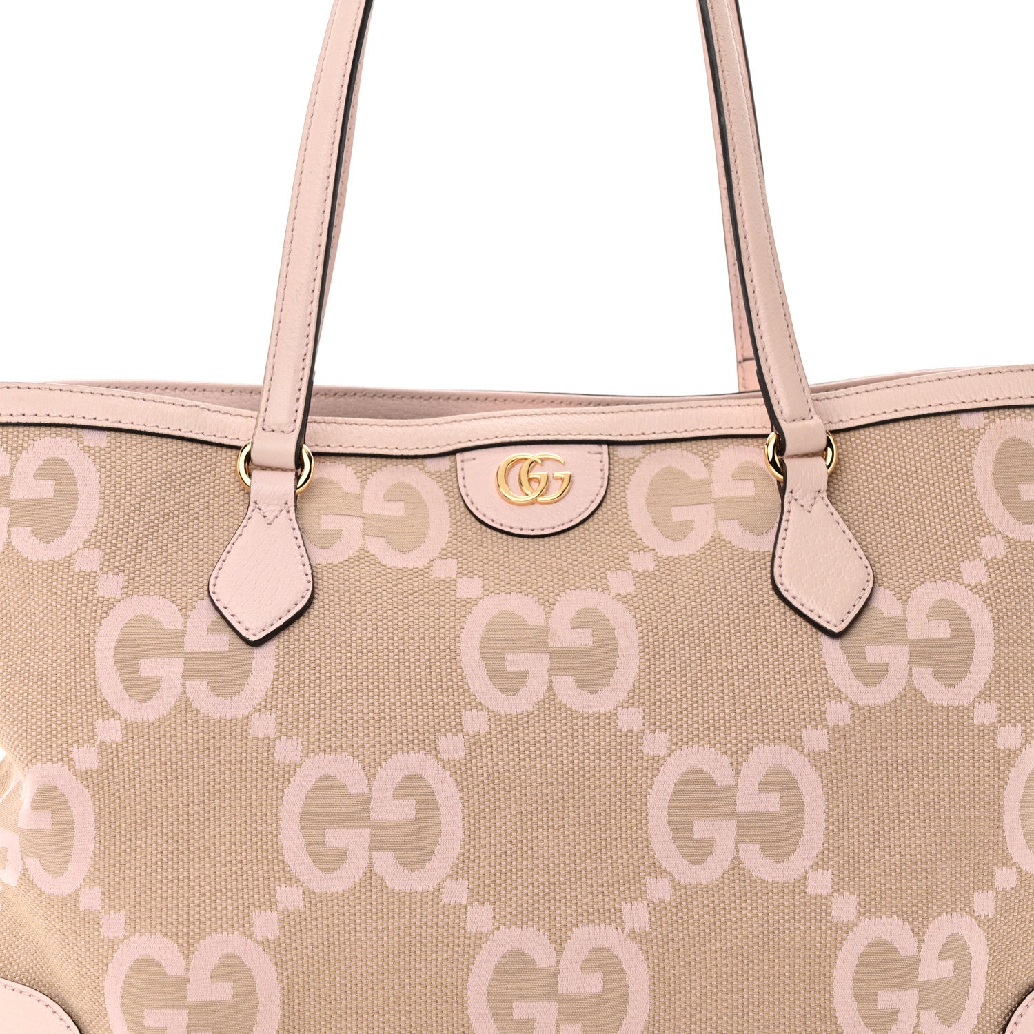 Gucci Monogram Jumbo GG Textured Dollar Calfskin Medium Ophidia Shopping Tote Beige Perfect Pink 7 of 10