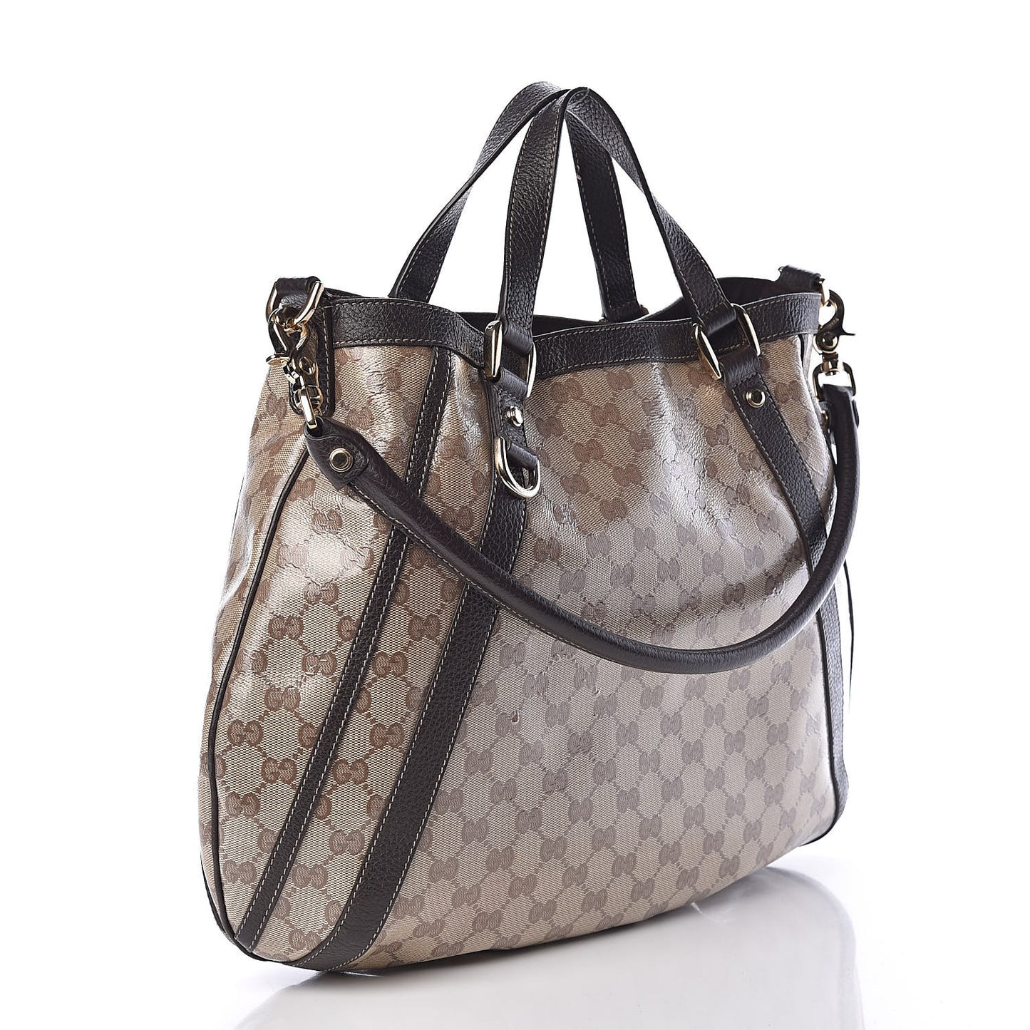 Crystal Monogram Medium Abbey Convertible Tote Dark Brown
