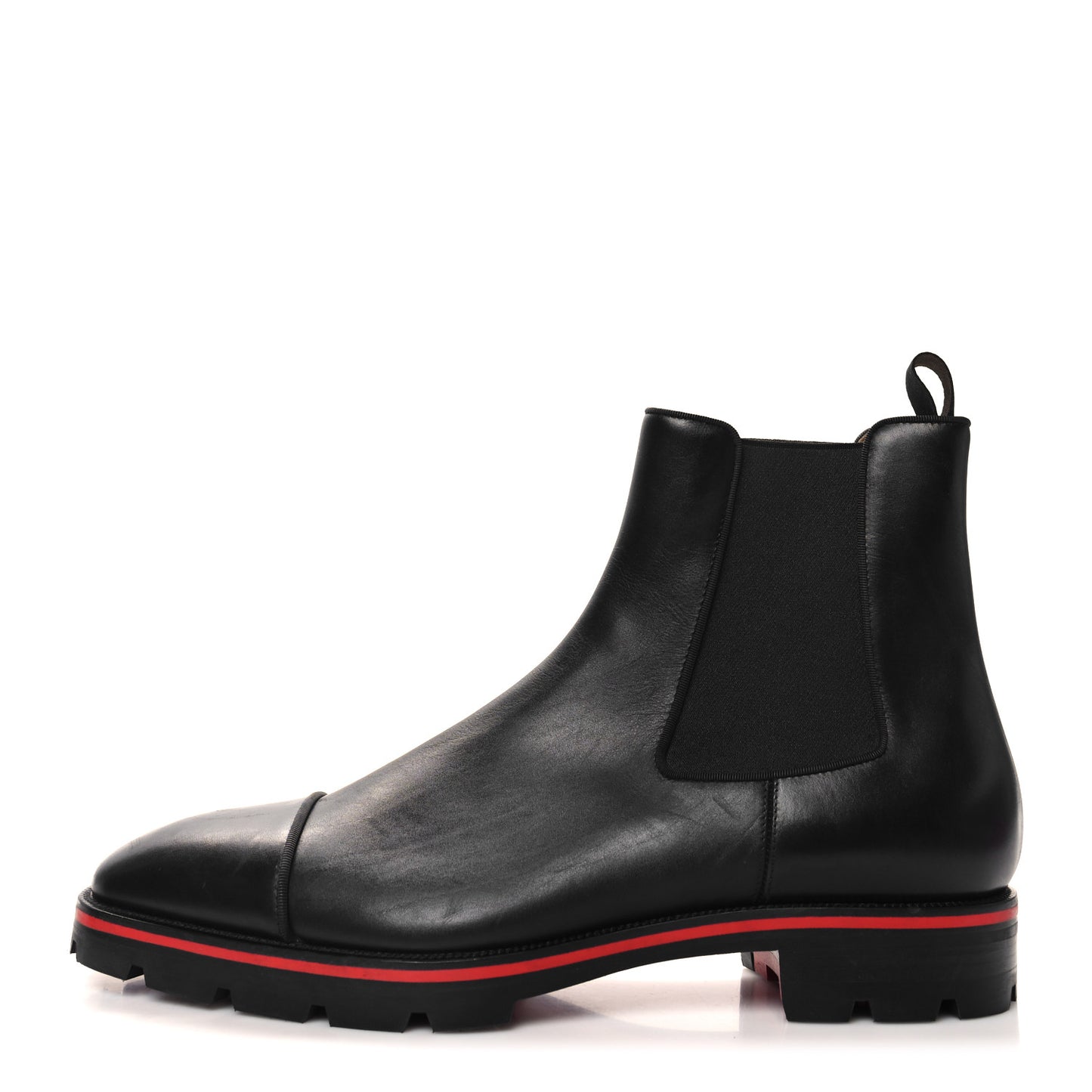 Calfskin Mens Melon Flat Chelsea Boots 45.5 Black