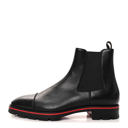 Christian Louboutin Calfskin Mens Melon Flat Chelsea Boots 45.5 Black 1 of 7