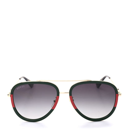 Gucci Acetate Web Aviator Sunglasses GG0062S Green Red 2 of 7