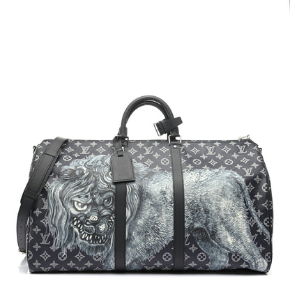 Louis Vuitton Savane Monogram Lion Chapman Keepall Bandouliere 55 Encre 1 of 9