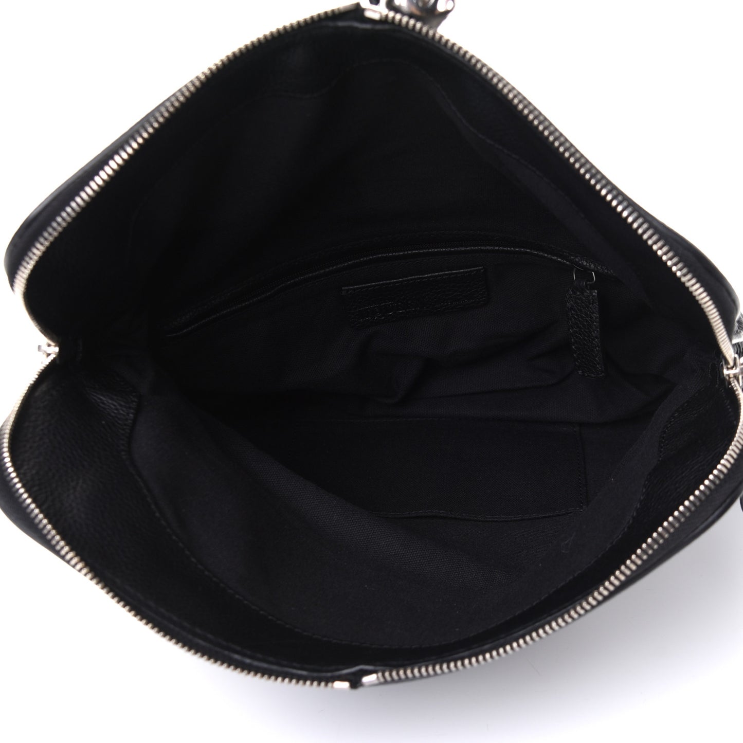 Grainy Calfskin Padlock Skull Clutch Black