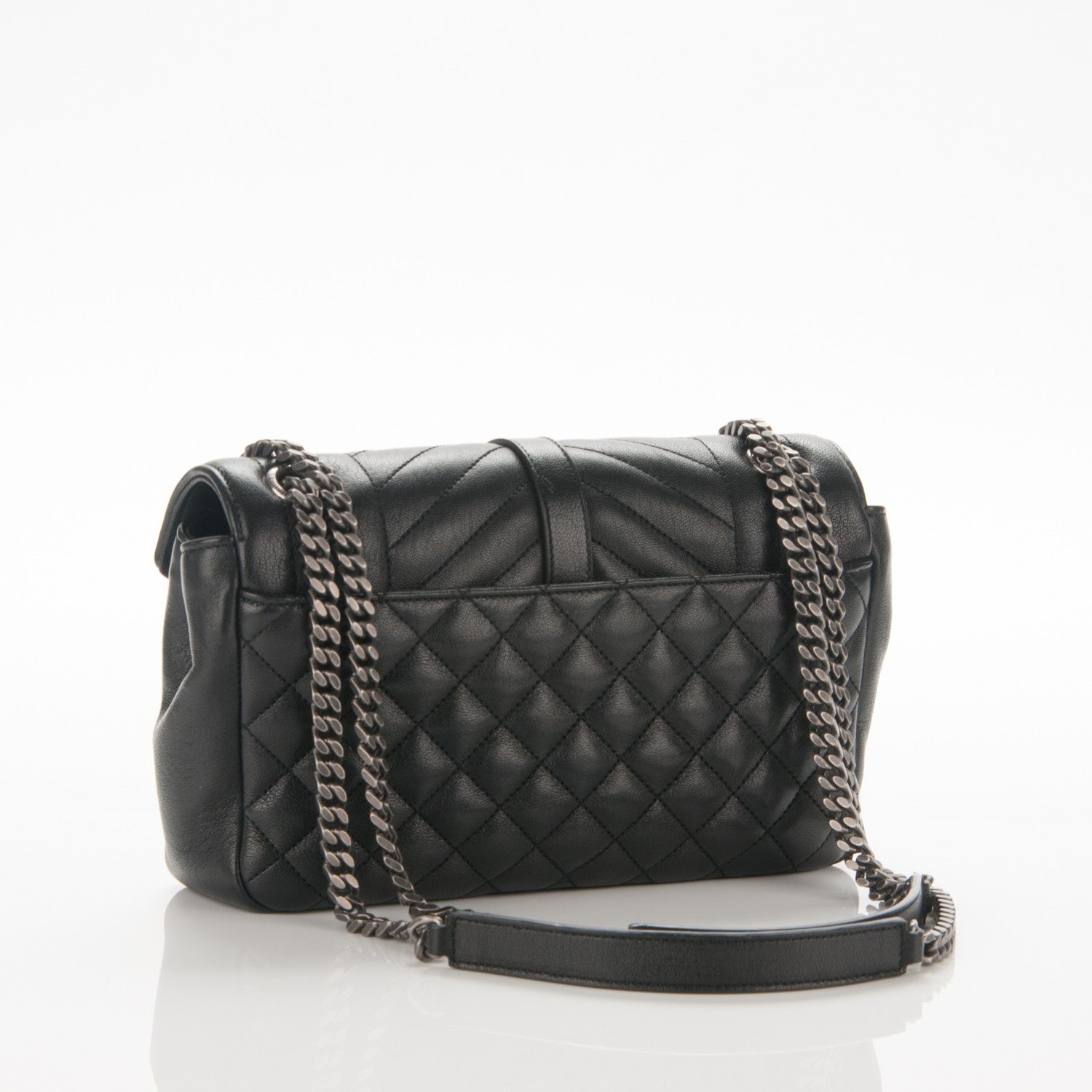 Saint Laurent Sheepskin Tri-Quilt Monogram Medium College Bag Black 3 of 8