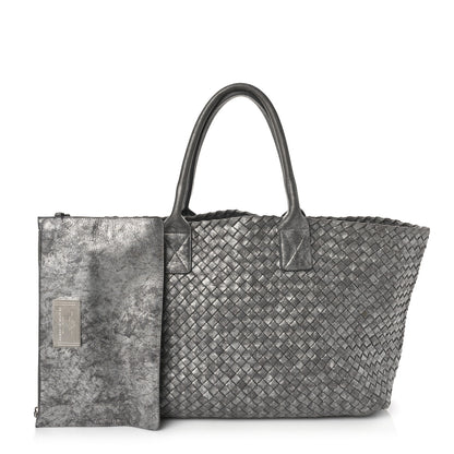 Bottega Veneta Metallic Nappa Intrecciato Medium Moon Cabat Silver 1 of 11