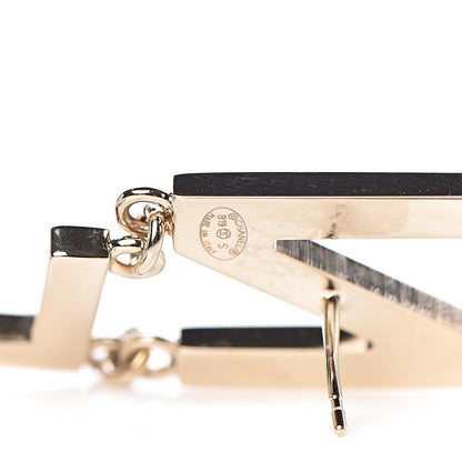 Chanel Metal Cha-Nel Logo Drop Earrings Gold 4 of 5