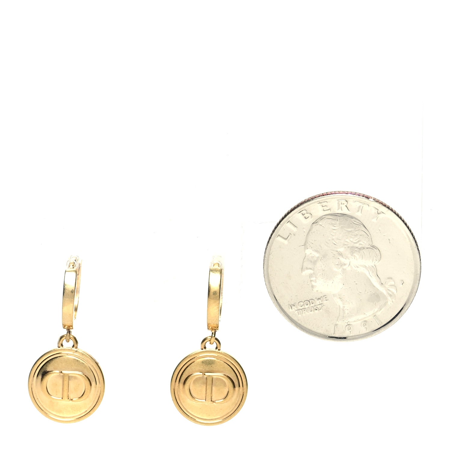 Christian Dior Metal CD Earrings Gold 2 of 4