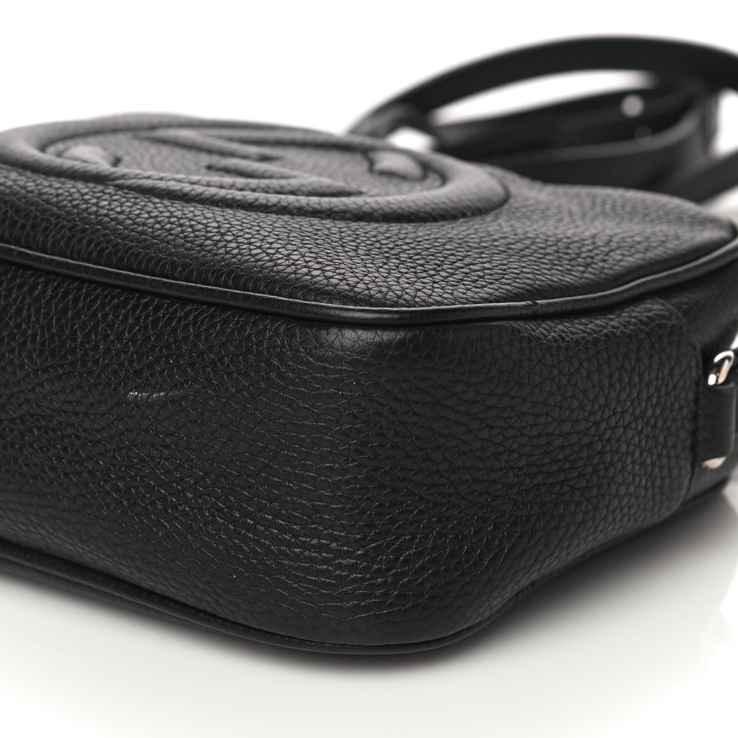 Pebbled Calfskin Small Soho Disco Bag Black