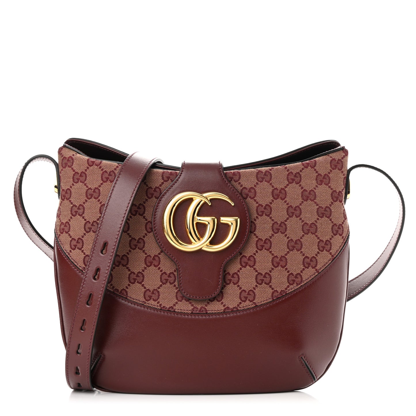 GG Monogram Calfskin Medium Arli Shoulder Bag Sahara Rubino Chardonnay