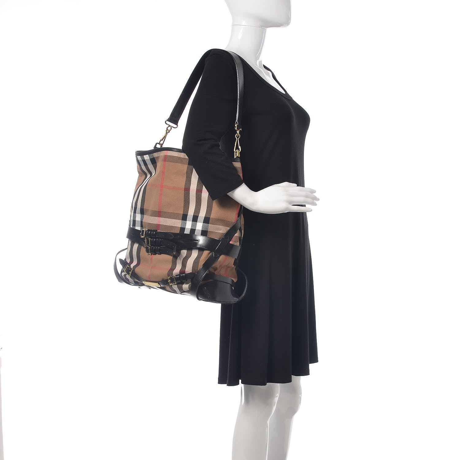 Burberry House Check Bridle Calfskin Medium Gosford Hobo Black 3 of 13