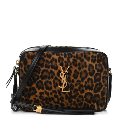 Saint Laurent Calfskin Leopard Print Monogram Lou Camera Bag Black 2 of 14