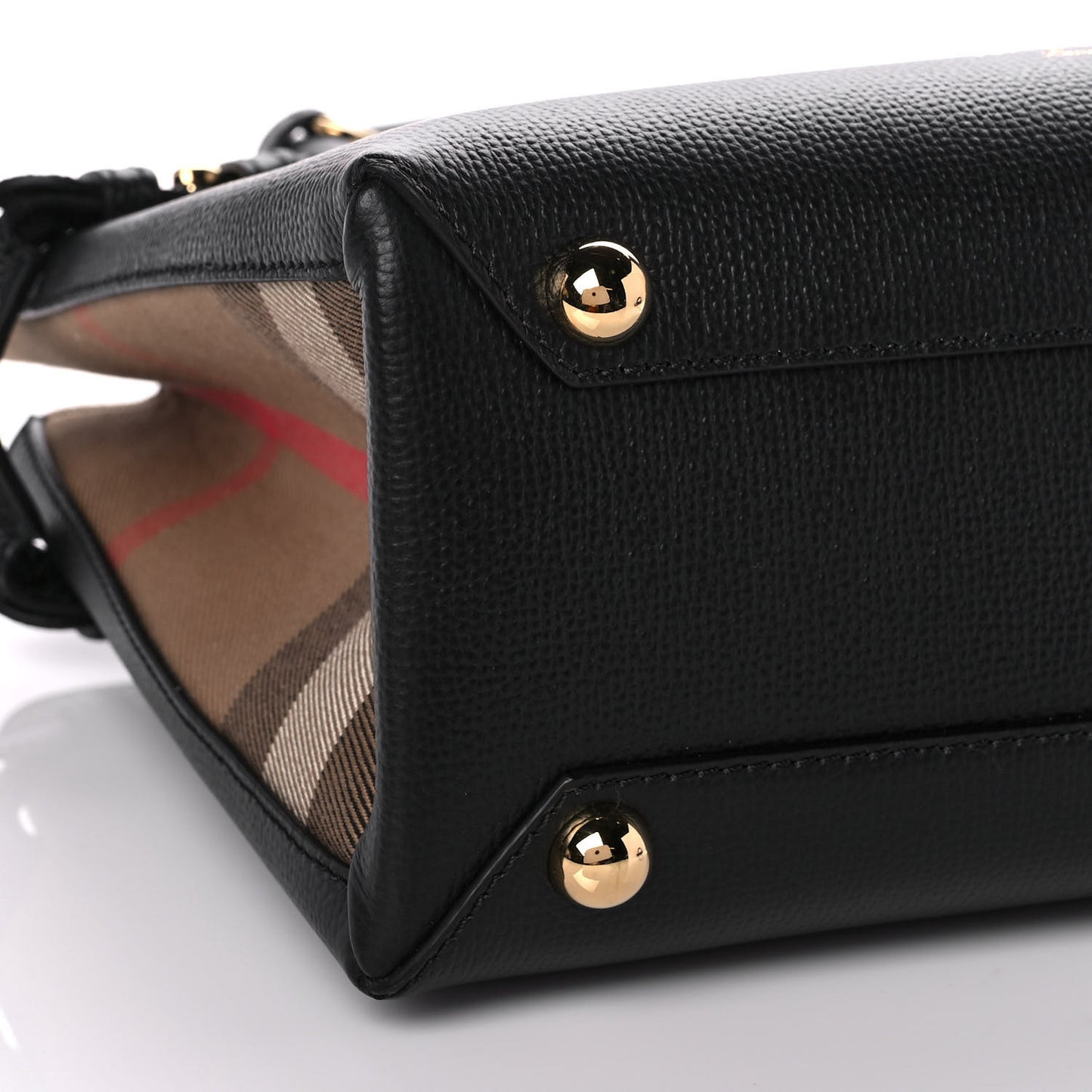 Grainy Calfskin House Check Small Banner Tote Black