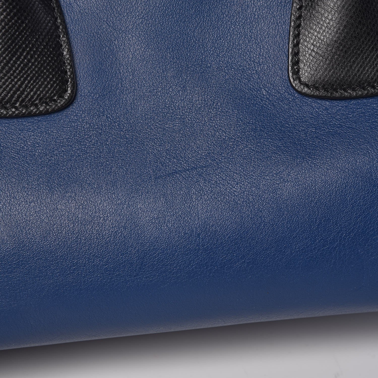 Prada Saffiano City Calf Bi-Color Tote Bluette Black 7 of 9
