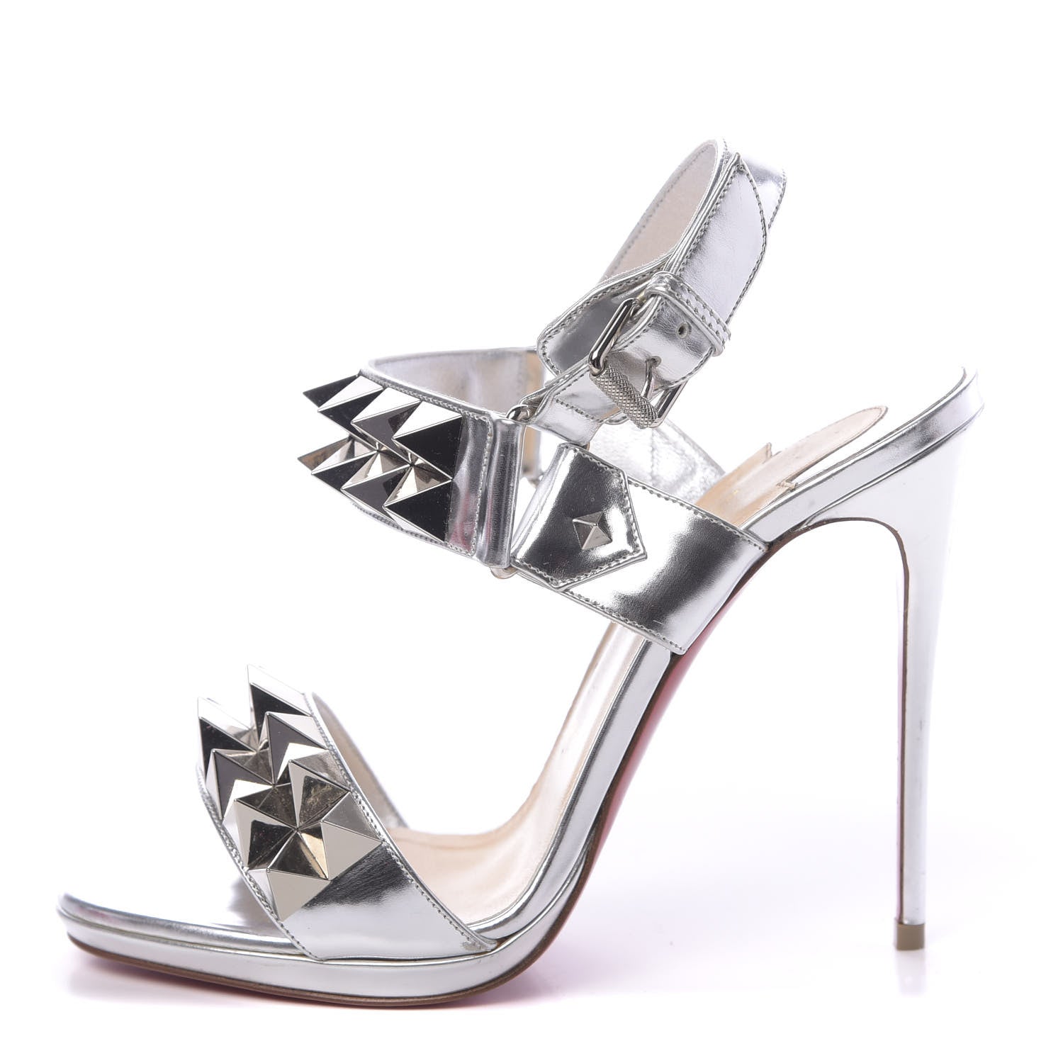 Christian Louboutin Specchio Miziggoo Spiked 120 Pumps 38 Silver 1 of 10