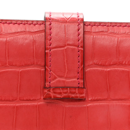 Hermes Matte Alligator Bearn Compact Wallet Bougainvillea 9 of 10