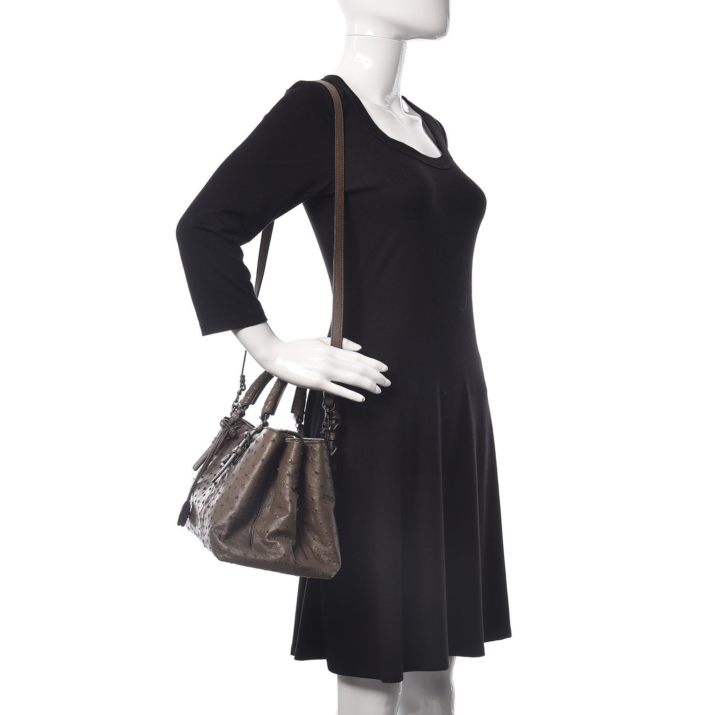 Ostrich Small Roma Tote Brown