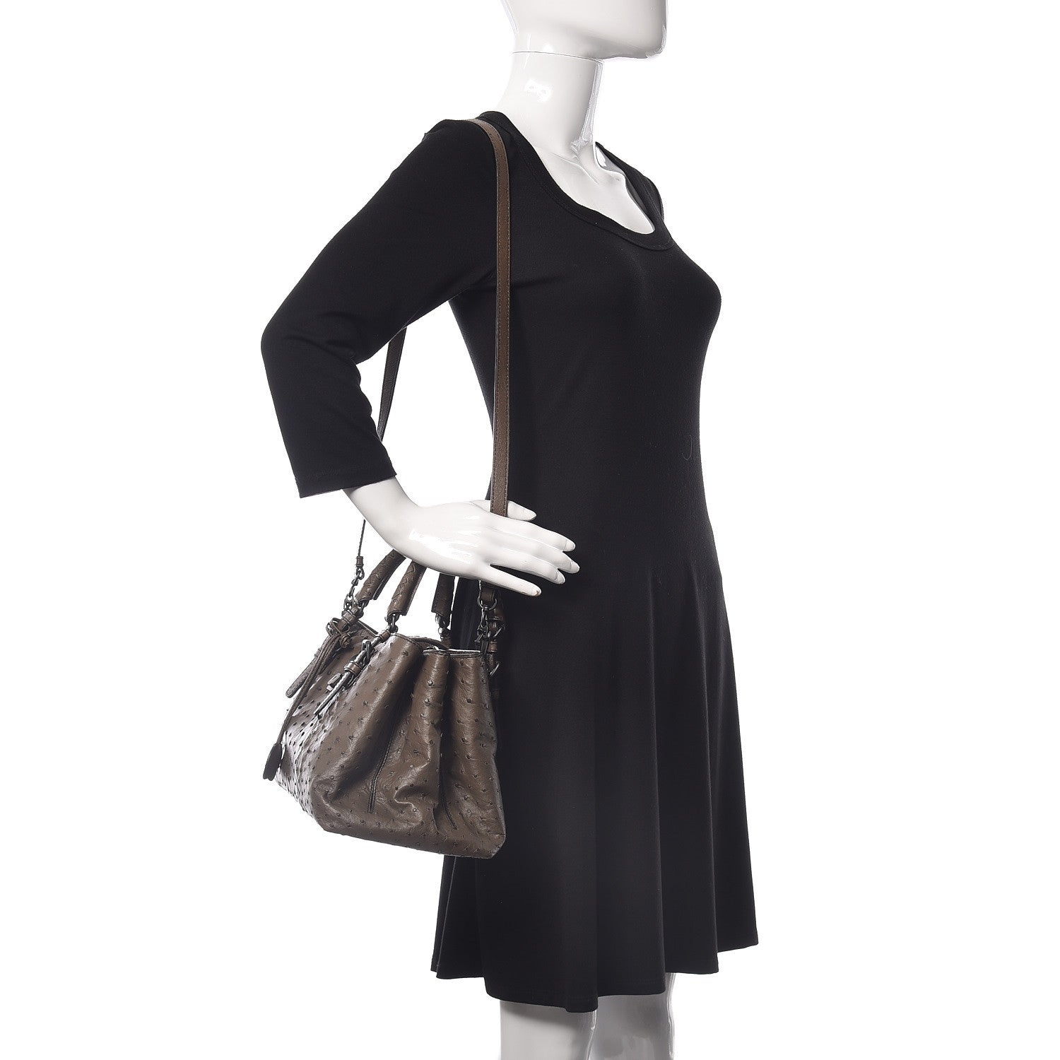 Bottega Veneta Ostrich Small Roma Tote Brown 2 of 12
