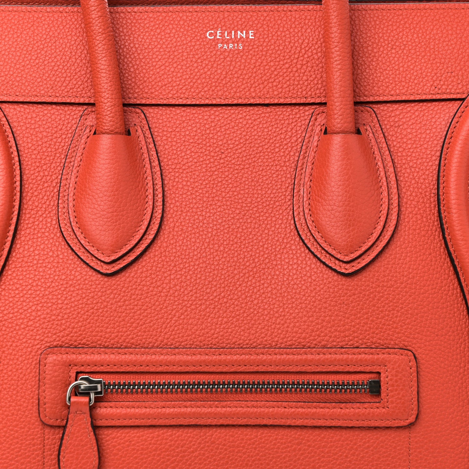 Celine Drummed Calfskin Mini Luggage Vermillion 7 of 9