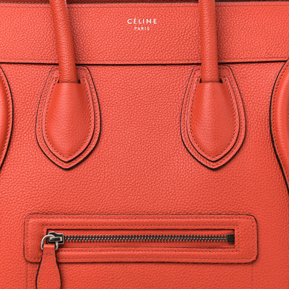 Celine Drummed Calfskin Mini Luggage Vermillion 7 of 9