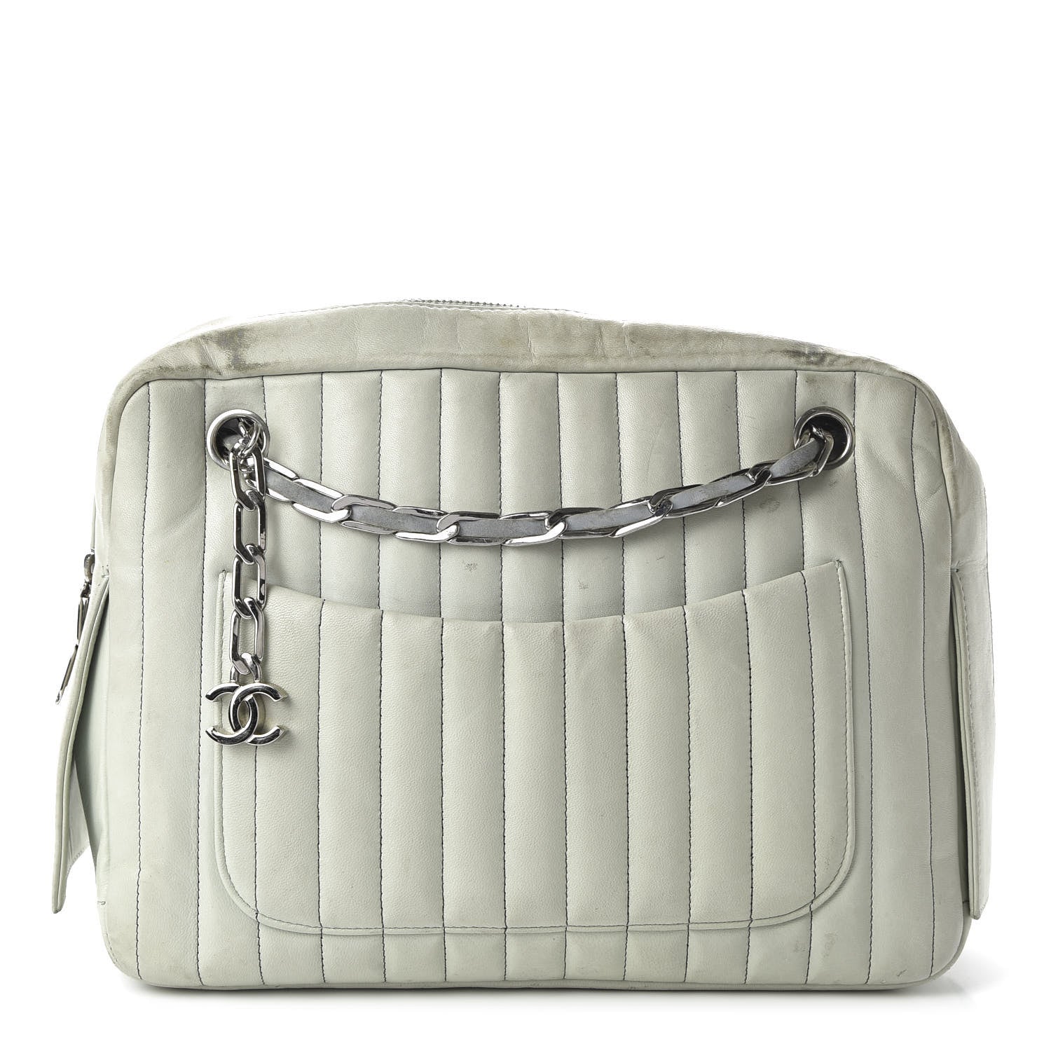 Chanel Lambskin Vertical Quilted Mademoiselle Camera Case Green 1 of 12