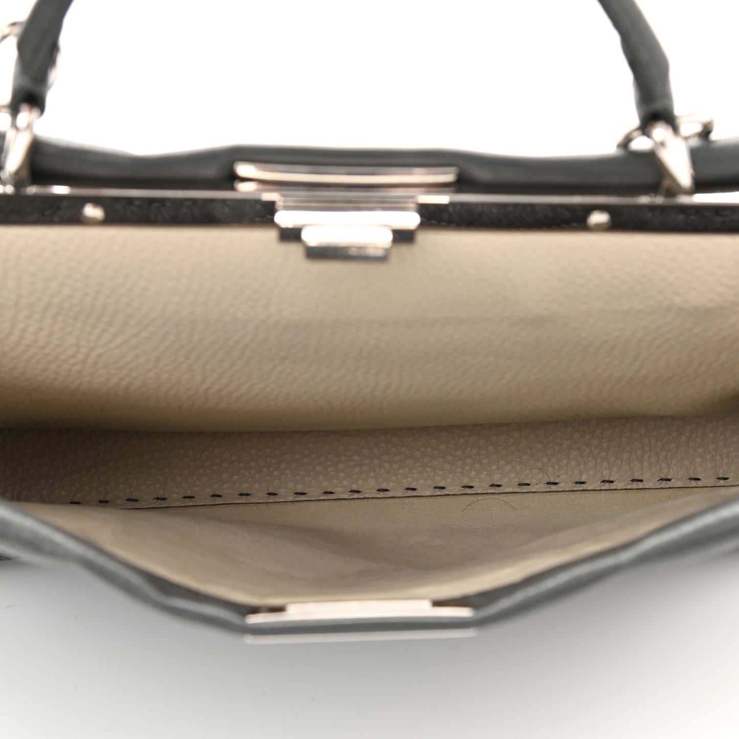 Cuoio Romano Selleria Bi-Color Large Peekaboo Iconic Satchel Asfalto Latte