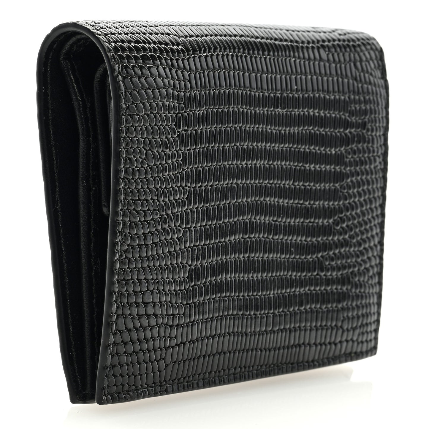 Vernice Lizard Embossed Wallet Black