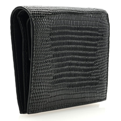 Miu Miu Vernice Lizard Embossed Wallet Black 3 of 6