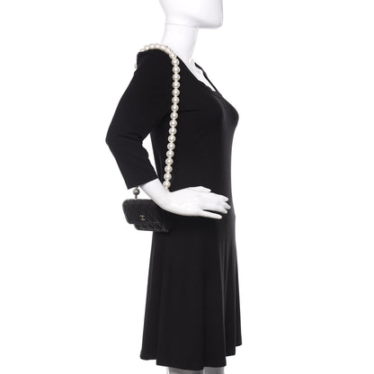 Chanel Calfskin Quilted Pearl Clutch With Chain Black 2 of 11