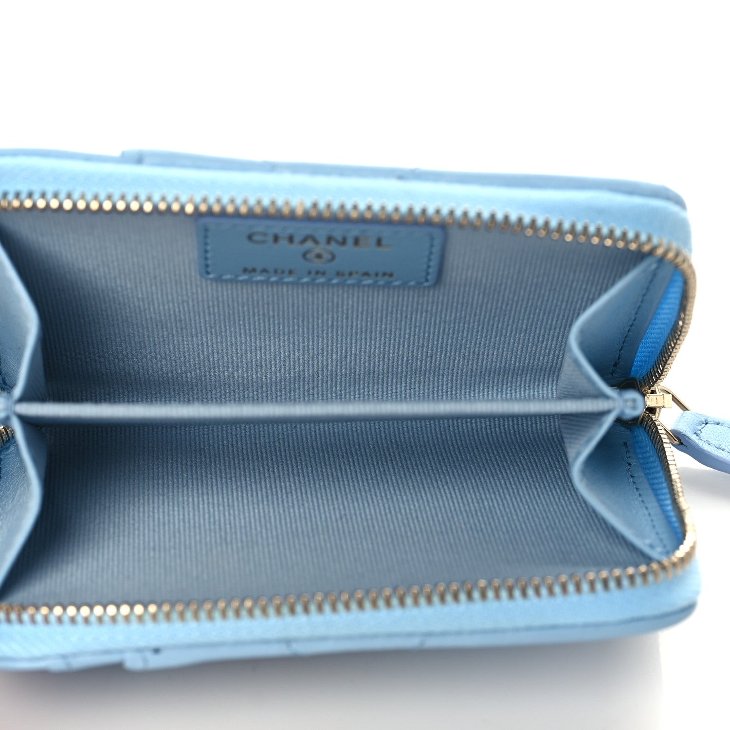 Chanel Lambskin Quilted Chanel 19 Vertical Zip Card Holder Wallet Light Blue 5 of 8