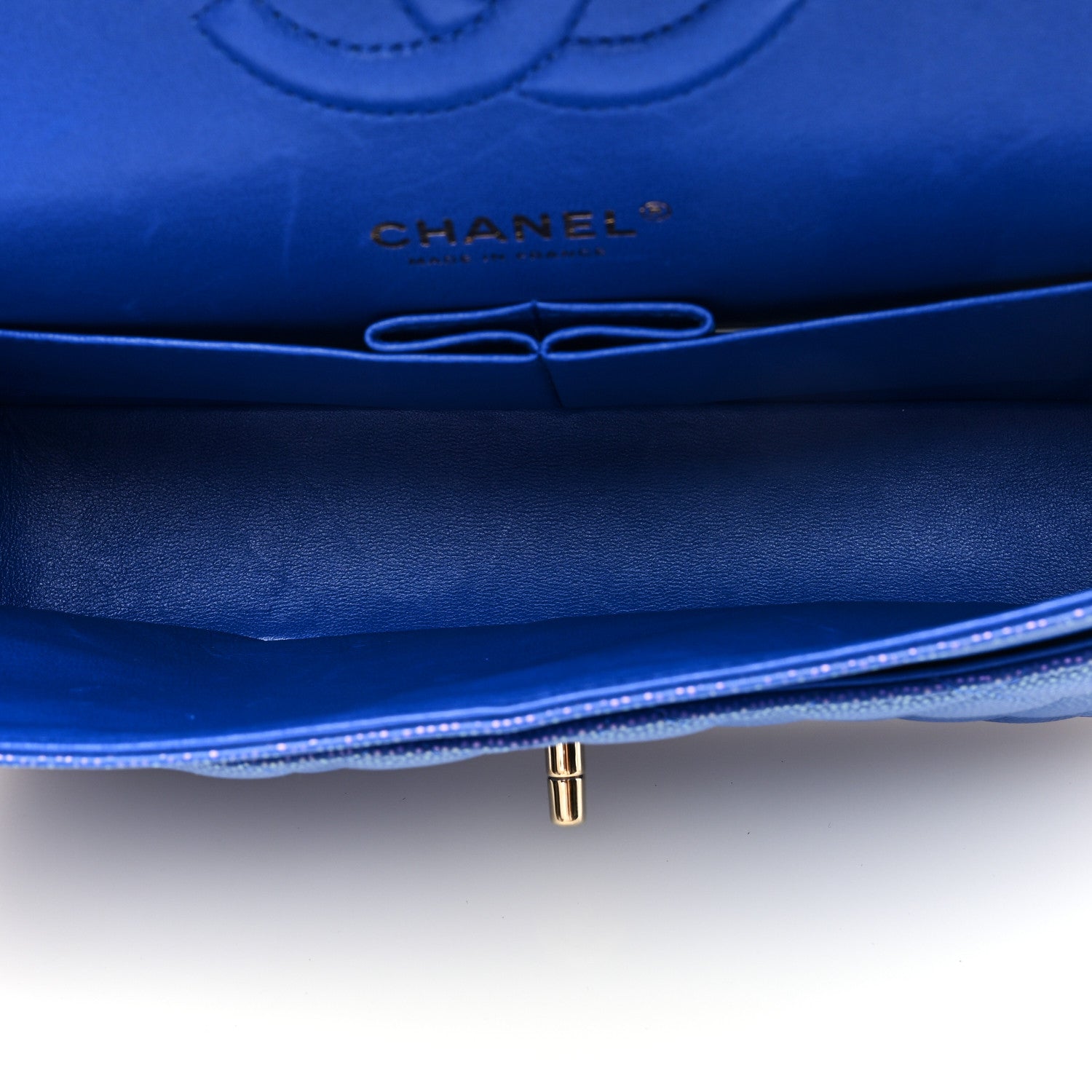 Chanel Iridescent Caviar Quilted Medium Double Flap Blue 5 of 11
