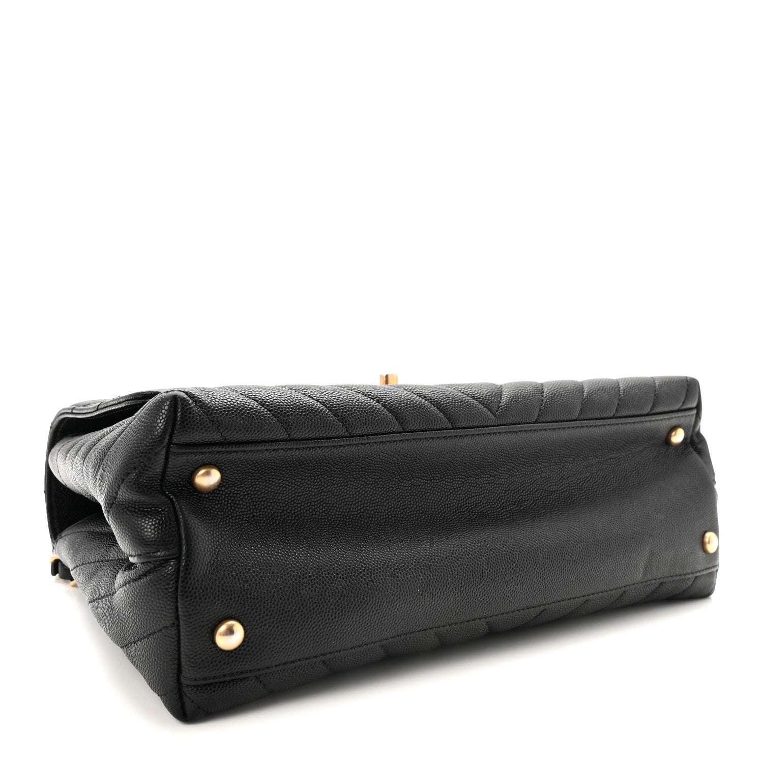 Chanel Caviar Chevron Quilted Small Coco Handle Flap Black 4 of 10