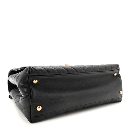 Chanel Caviar Chevron Quilted Small Coco Handle Flap Black 4 of 10