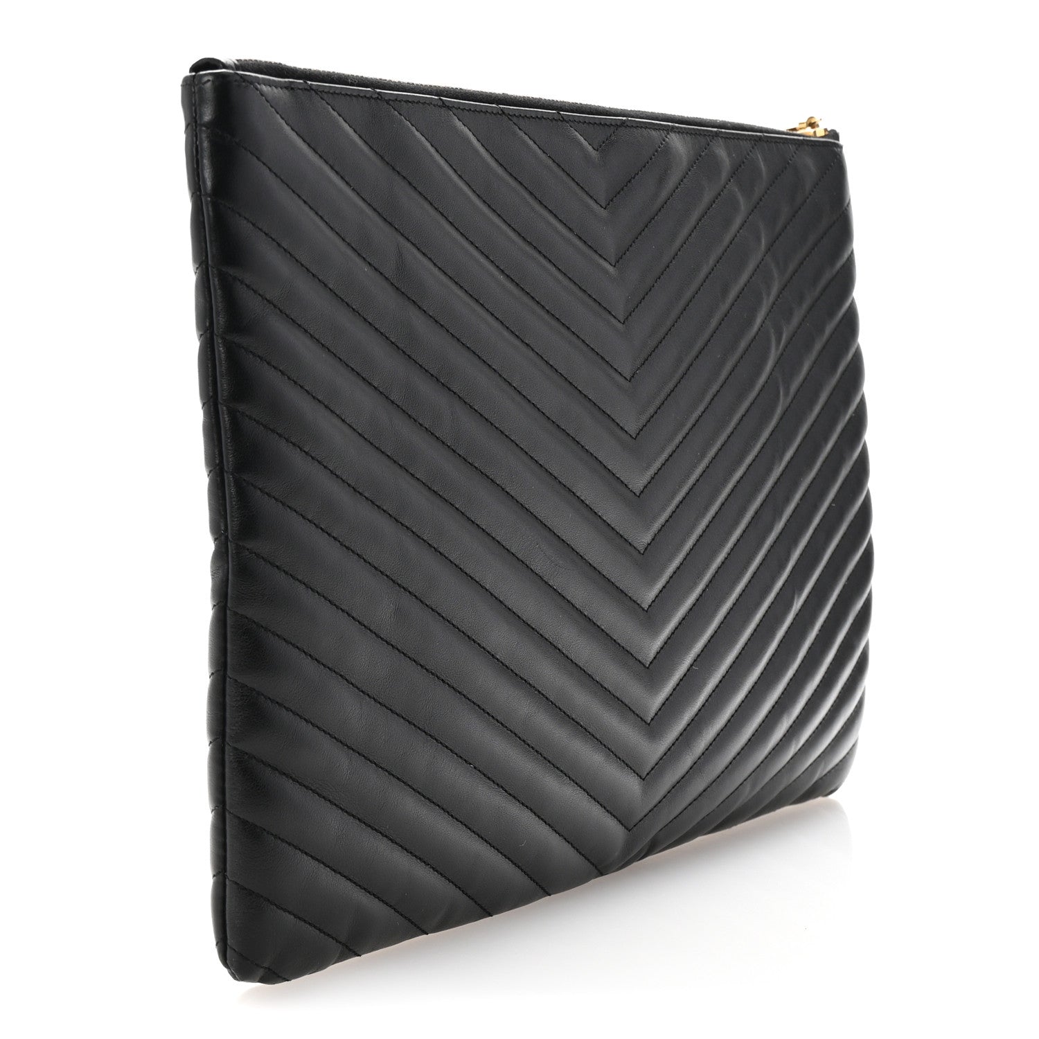 Saint Laurent Calfskin Matelasse Chevron Monogram Document Holder Black 3 of 7