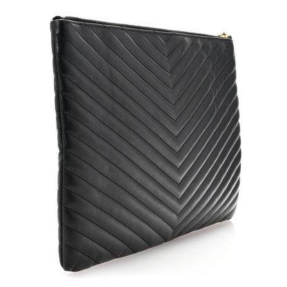 Saint Laurent Calfskin Matelasse Chevron Monogram Document Holder Black 3 of 7