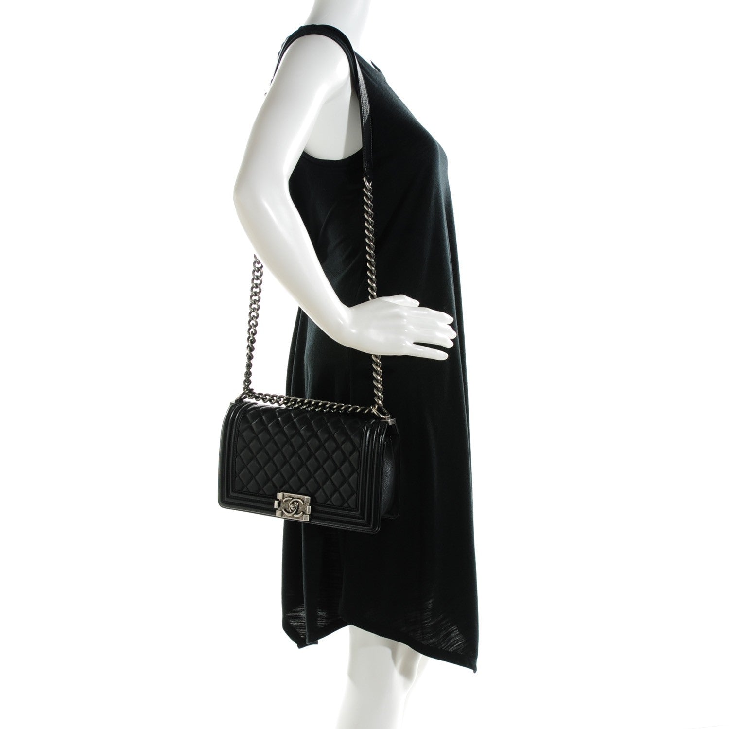 Chanel Calfskin Quilted Medium Boy Flap Black 2 of 9