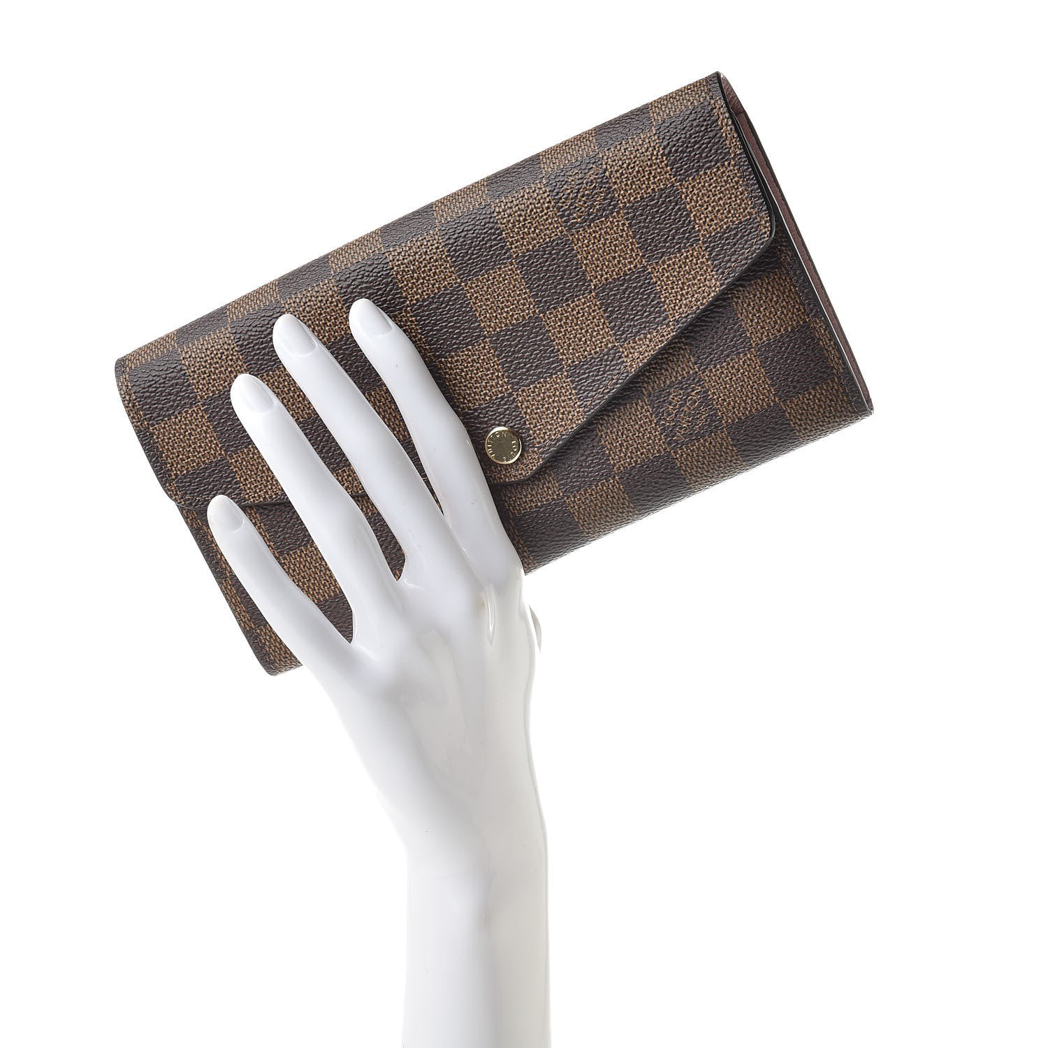 Louis Vuitton Damier Ebene Sarah Wallet NM Rose Ballerine 2 of 7