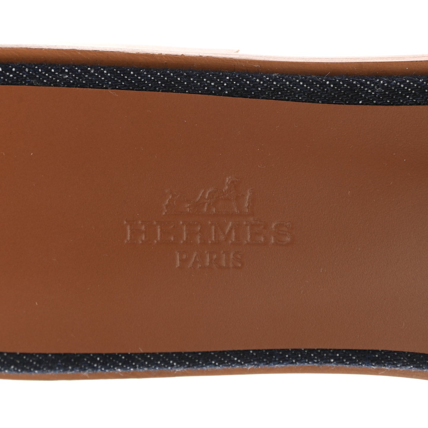 Calfskin Denim Oran Sandals 38.5 Bleu Brut Gold