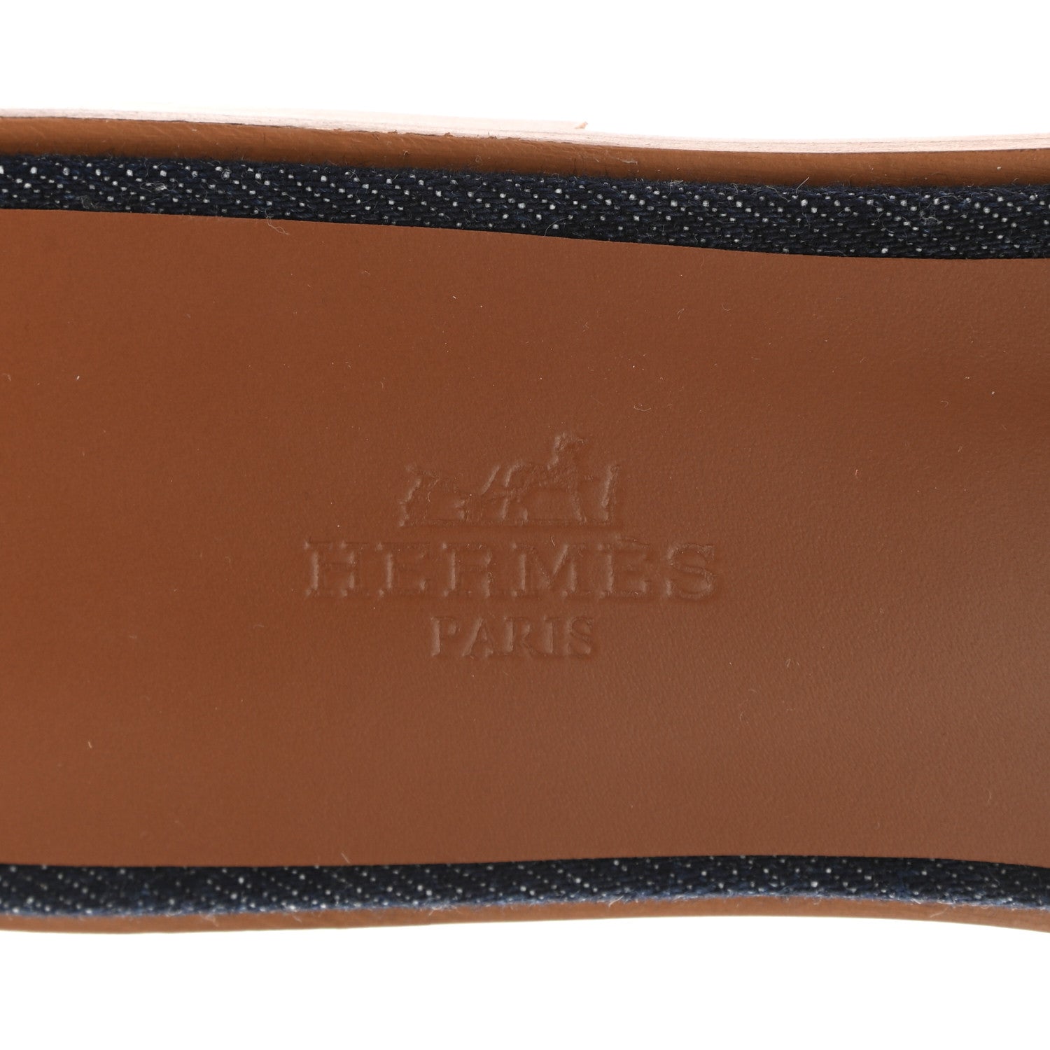 Hermes Calfskin Denim Oran Sandals 38.5 Bleu Brut Gold 7 of 9