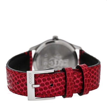 Gucci Stainless Steel Lizard Red Mother of Pearl 29mm G-Timeless Charm Quartz Watch 3 of 5