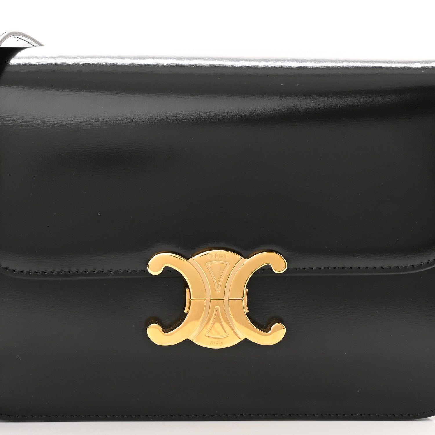 Celine Shiny Calfskin Medium Triomphe Black 10 of 11