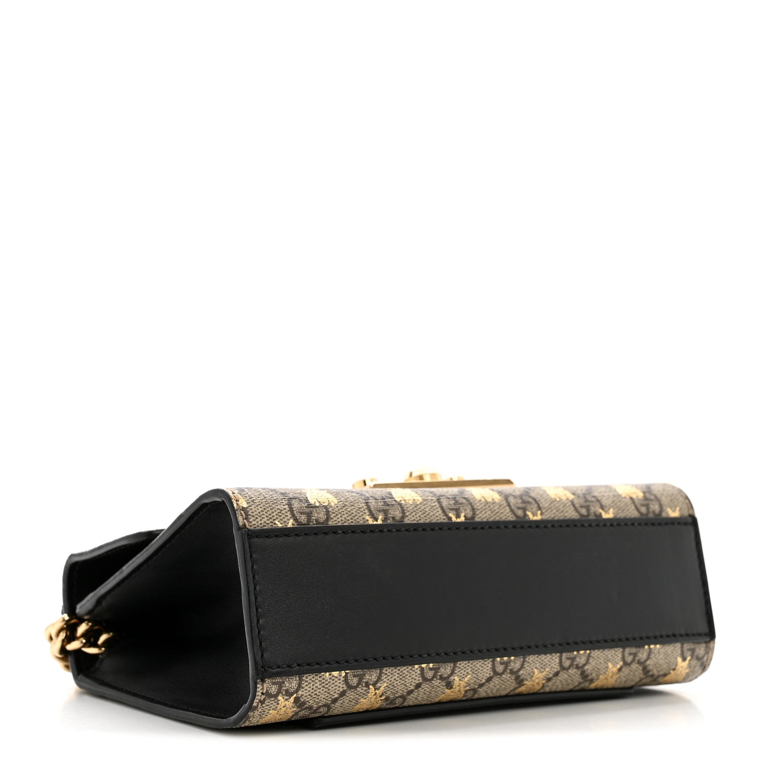 Gucci GG Supreme Monogram Bees Small Padlock Shoulder Bag Black