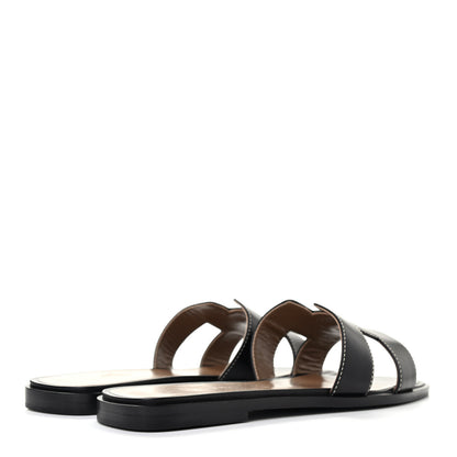 Hermes Box Calfskin Oran Sandals 39 Black 4 of 8
